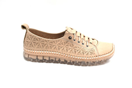 Prego (İniesta) İçi Dışı Hakiki Deri Şeffaf Termo Kaymaz Taban Günlük Kadın Comfort Ayakkabı BEJ