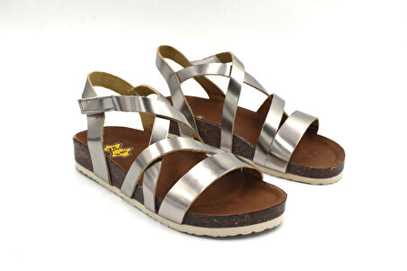 Prego (Mini Angel) Hakiki Deri Günlük Çocuk Sandalet PLATİN