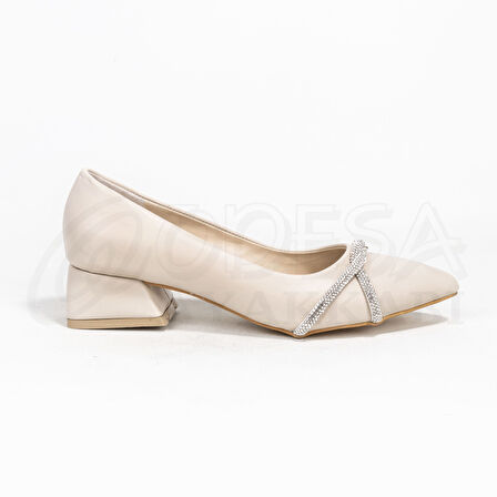 Prego (Ayem) Alçak Topuklu Günlük Kadın Ayakkabı BEJ