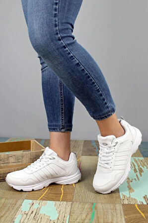 M.p Poli Hafif Taban Kadın Bağcıklı  Koşu Ayakkabı 242-6923 BEYAZ