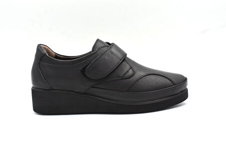 Prego (Gnd) Cırtlı Haki Deri Poli Hafif Taban Comfort Günlük Kadın Ayakkabı SİYAH