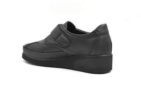 Prego (Gnd) Cırtlı Haki Deri Poli Hafif Taban Comfort Günlük Kadın Ayakkabı SİYAH