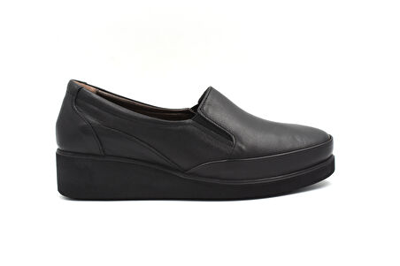 Prego (Gnd) Hakiki Deri Poli Hafif Taban Comfort Günlük Kadın Ayakkabı SİYAH