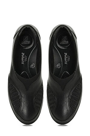 Polaris 105279.Z4PR 5 Nokta Hakiki Deri Poli Hafif Taban Kadın Dolgu Ayakkabı SİYAH