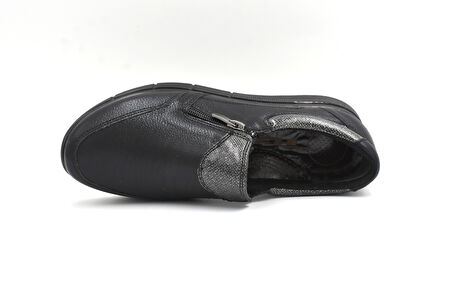 Prego (Gnd) İçi Deri Fermuarlı Poli Hafif Taban Günlük Comfort Kadın Ayakkabı SİYAH