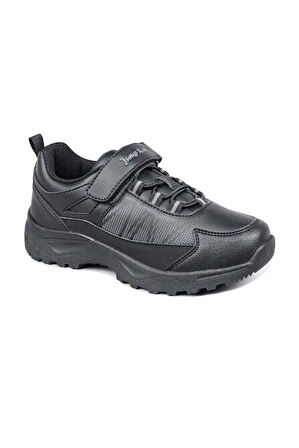 Jump 29195 Cırtlı Cilt Malzeme Termo Kaymaz Taban Çocuk Outdoor Ayakkabı SİYAH