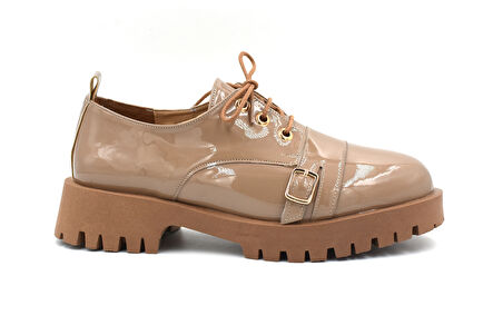 Beyaz (London) Poli Hafif Taban Bağcıklı Günlük Kadın Ayakkabı VİZON