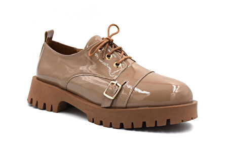 Beyaz (London) Poli Hafif Taban Bağcıklı Günlük Kadın Ayakkabı VİZON