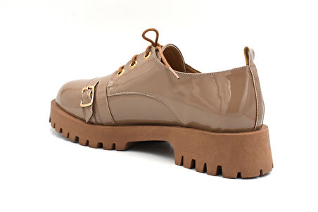 Beyaz (London) Poli Hafif Taban Bağcıklı Günlük Kadın Ayakkabı VİZON