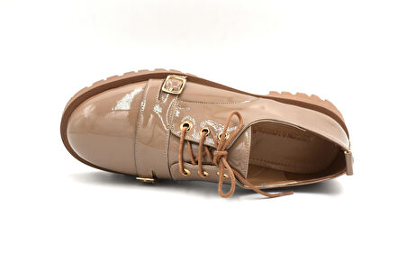 Beyaz (London) Poli Hafif Taban Bağcıklı Günlük Kadın Ayakkabı VİZON