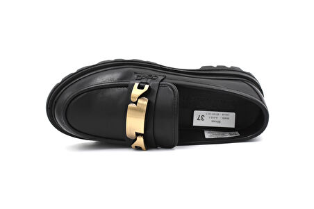 Beyaz (Park Moda) Toka Detaylı Poli Hafif Taban Günlük Kadın Loafer Ayakkabı SİYAH