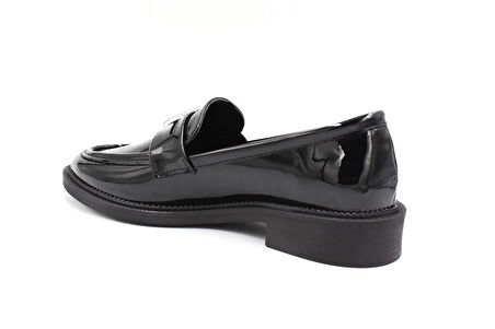 Beyaz (Park Moda) Taş Toka Detaylı Termo Kaymaz Taban Günlük Kadın Loafer Ayakkabı RUGAN SİYAH