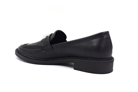 Beyaz (Park Moda) Taş Toka Detaylı Termo Kaymaz Taban Günlük Kadın Loafer Ayakkabı SİYAH