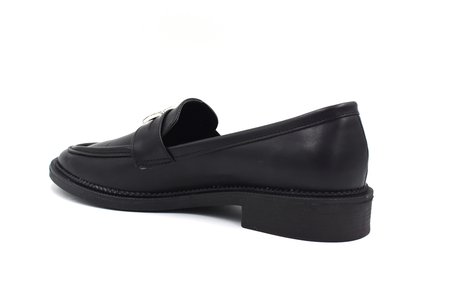 Beyaz (Park Moda) Taş Toka Detaylı Termo Kaymaz Taban Günlük Kadın Loafer Ayakkabı SİYAH