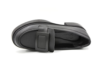 Beyaz (Oc Shoes) Termo Kaymaz Taban Günlük Kadın Loafer Ayakkabı SİYAH