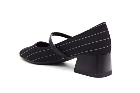 Beyaz (London) Kalın Topuklu Kadın Ayakkabı SİYAH