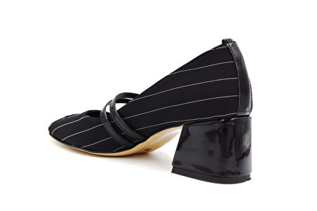 Beyaz (London) Kalın Topuklu Kadın Ayakkabı SİYAH