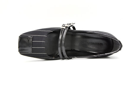 Beyaz (London) Kalın Topuklu Kadın Ayakkabı SİYAH