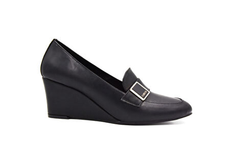 Beyaz (London) Dolgu Topuklu Günlük Kadın Ayakkabı SİYAH