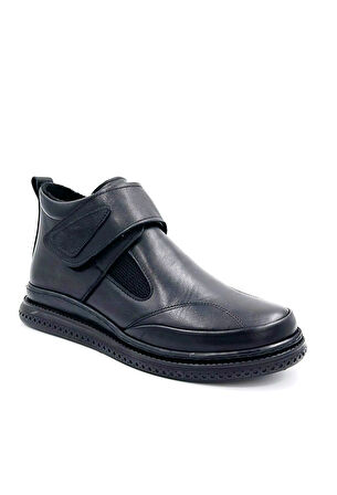 Kindep Hakiki Deri Cırtlı Termo Kaymaz Taban Günlük Kadın Bot SİYAH