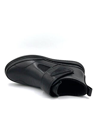 Kindep Hakiki Deri Cırtlı Termo Kaymaz Taban Günlük Kadın Bot SİYAH