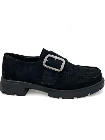 Beyaz (London) Mery Termo Kaymaz Taban Yan Toka Detaylı Günlük Kadın Ayakkabı SİYAH