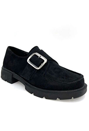 Beyaz (London) Mery Termo Kaymaz Taban Yan Toka Detaylı Günlük Kadın Ayakkabı SİYAH