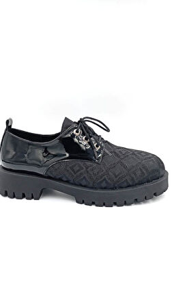 Beyaz (London) Lala Termo Kaymaz Taban Bağcıklı Günlük Kadın Ayakkabı SİYAH