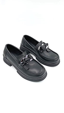 Beyaz (Oc Shoes) Şaker Poli Hafif Taban Günlük Kadın Loafer Ayakkabı SİYAH