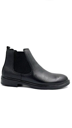 Beyaz (Boots) Hakiki Deri Termo Kaymaz Taban Erkek Chelsea Bot SİYAH