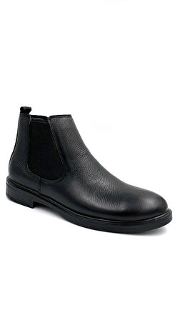Beyaz (Boots) Hakiki Deri Termo Kaymaz Taban Erkek Chelsea Bot SİYAH