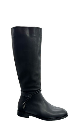 Beyaz (Park Moda) Lisa Günlük Kadın Dizaltı Çizme SİYAH