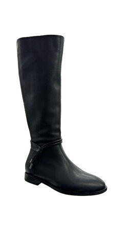 Beyaz (Park Moda) Lisa Günlük Kadın Dizaltı Çizme SİYAH