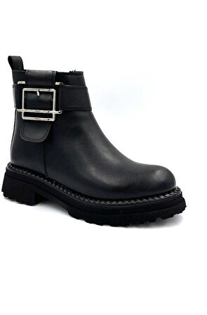 Beyaz (Park Moda) Leydi Poli Hafif Taban Fermuarlı Günlük Kadın Bot SİYAH