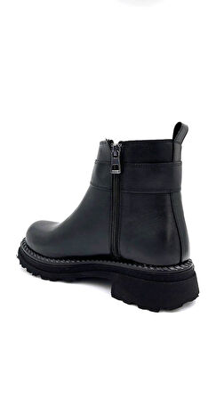 Beyaz (Park Moda) Leydi Poli Hafif Taban Fermuarlı Günlük Kadın Bot SİYAH