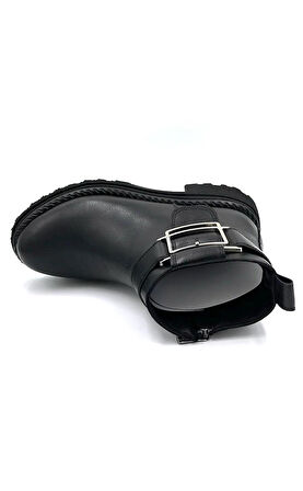 Beyaz (Park Moda) Leydi Poli Hafif Taban Fermuarlı Günlük Kadın Bot SİYAH