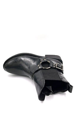 Beyaz (Park Moda) kika Termo Kaymaz Taban Fermuarlı Günlük Kadın Bot SİYAH