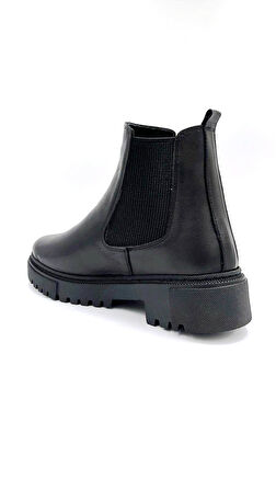 Beyaz Dema Hakiki Deri Termo Kaymaz Taban Günlük Kadın Chelsea Bot SİYAH