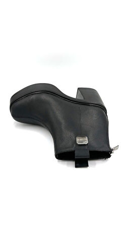 Beyaz (Pine Cone) Mari Platform Kısa Kadın Bot SİYAH