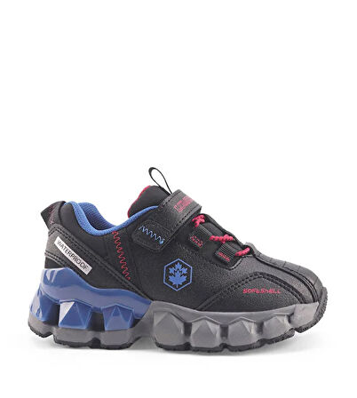 Lumberjack NIMO 4PR Waterproof (Su Geçirmez) Işıklı Cırtlı Çocuk Outdoor Spor Ayakkabı SİYAH