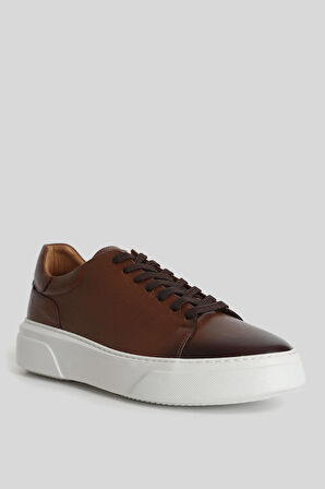 Lufian Tommy Erkek Deri Sneaker Ayakkabı KAHVE