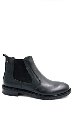 Beyaz (Smbir) Hakiki Deri Termo Kaymaz Taban Fermuarlı Erkek Chelsea Bot SİYAH