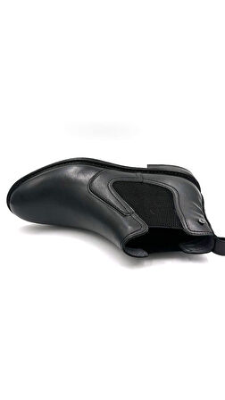 Beyaz (Smbir) Hakiki Deri Termo Kaymaz Taban Fermuarlı Erkek Chelsea Bot SİYAH