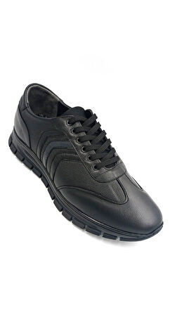 Beyaz Maxsimo Hakiki Deri Termo Kaymaz Taban Günlük Erkek Ayakkabı BLACK