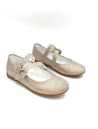 Beyaz (Ortaç Kids) Termo Kaymaz Taban Cırtlı Ortapedik Kız Çocuk Babet ALTIN