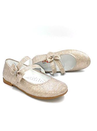 Beyaz (Ortaç Kids) Termo Kaymaz Taban Cırtlı Ortapedik Kız Çocuk Babet ALTIN