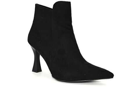 Beyaz (Oc Shoes) Pena Sivri Burunlu Kadın  İnce Topuklu Kısa Bot SİYAH