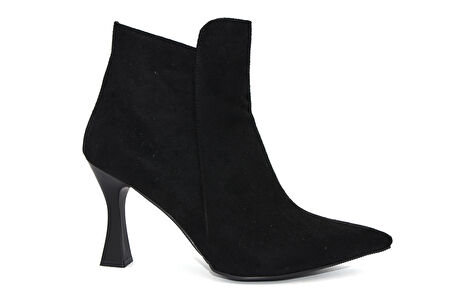 Beyaz (Oc Shoes) Pena Sivri Burunlu Kadın  İnce Topuklu Kısa Bot SİYAH