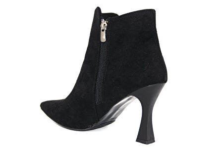 Beyaz (Oc Shoes) Pena Sivri Burunlu Kadın  İnce Topuklu Kısa Bot SİYAH