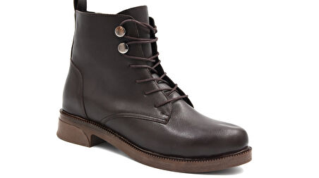 Beyaz (Oc Shoes) Termo Kaymaz Taban Bağcıklı&Fermuarlı Kadın Bot KAHVE